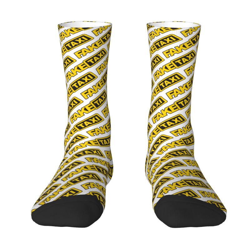 Funny Fake Taxi Socks Men Women Warm 3D Printing Basketball Sports Socks