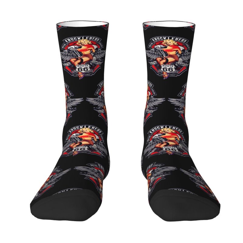 Vintage Route 66 Mother Road Men Women Crew Socks Unisex Funny Biker America Highway Spring Summer Autumn Winter Dress Socks
