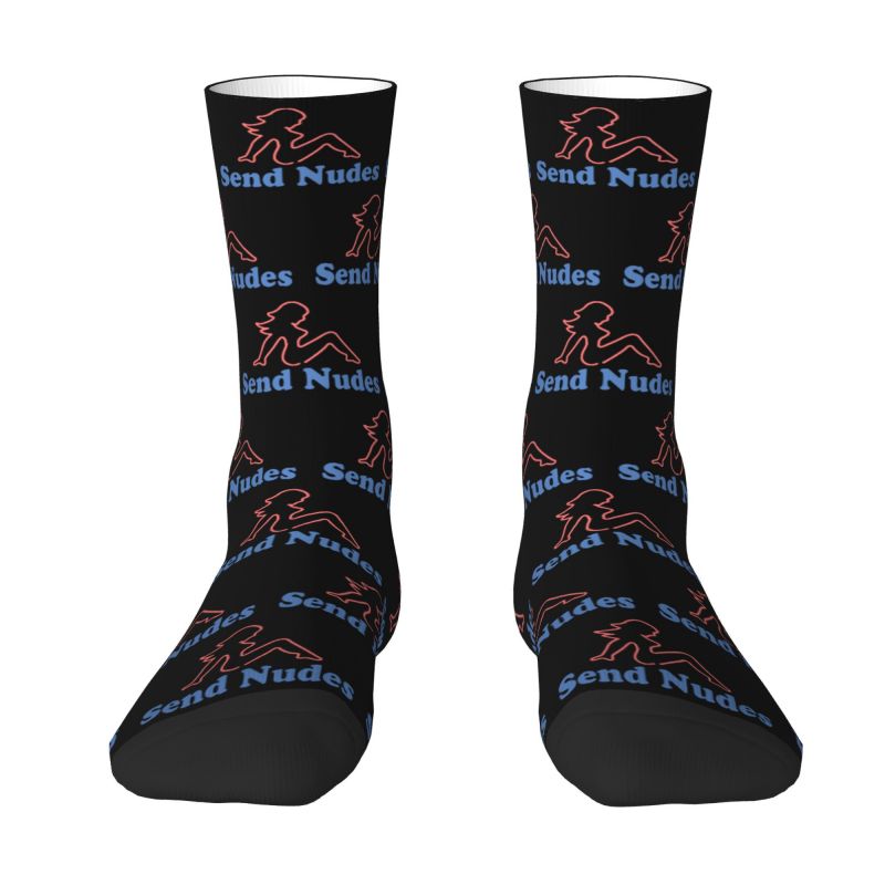 Harajuku Send Nudes Socks Women Men Warm 3D Printing Sports Basketball Socks