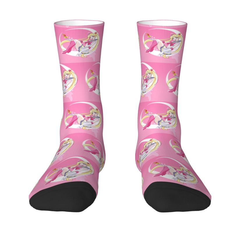 Novelty Men's Super Moon Sailors Dress Socks Unisex Breathbale Warm 3D Printed Anime Crew Socks