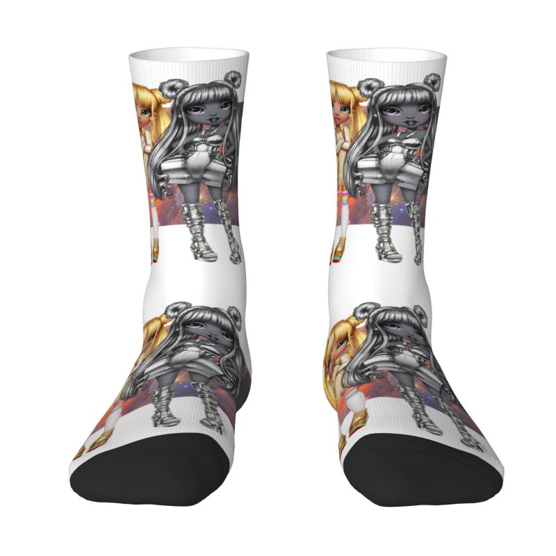 Rainbow High Sisters Men Women Crew Socks Unisex Fashion Japanese Cartoon Anime Spring Summer Autumn Winter Dress Socks