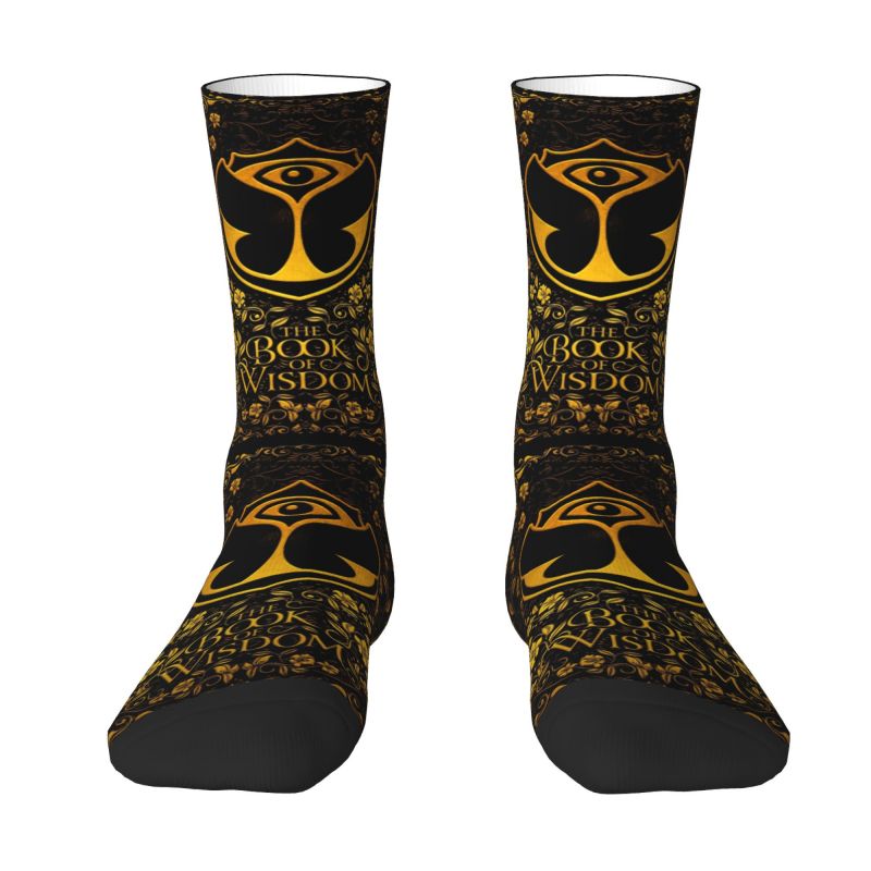 Funny Men's Tomorrowland Dress Socks Unisex Warm Breathbale 3D Printed Belgian Electronic Dance Music Festival Crew Socks