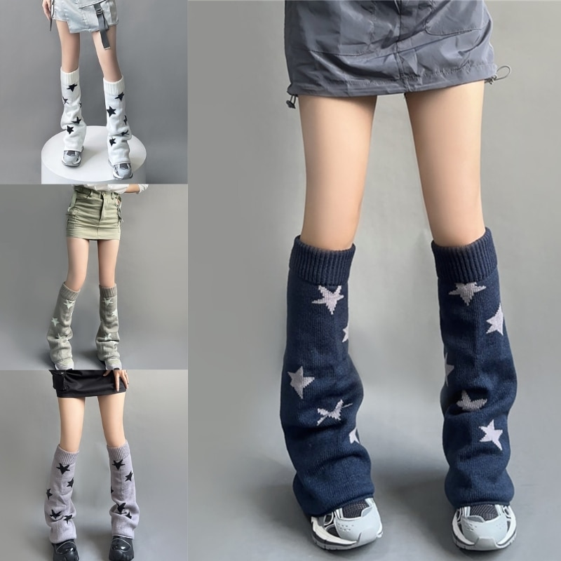 L93F Women Fashion Leg Warmers Knit Long Leg Socks Warm Students Girls Boot Sock