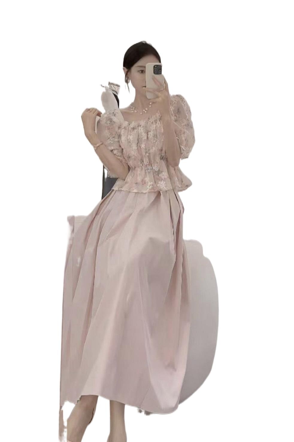 2023 Women's Clothing Summer new party led jacquard dress with pleated skirts suits 0820