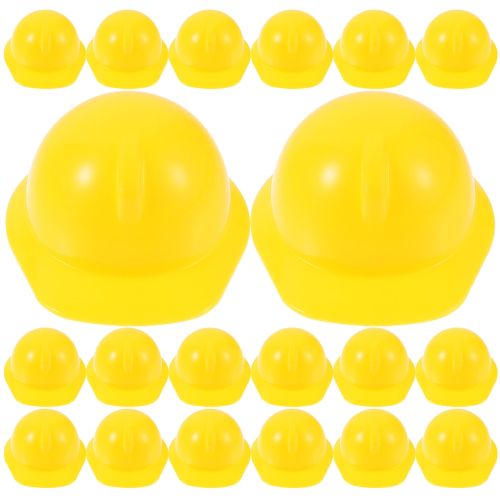 20 Pcs Mini Toys Miniature Dolls Construction Hat Plastic Model Hats Abs Hard