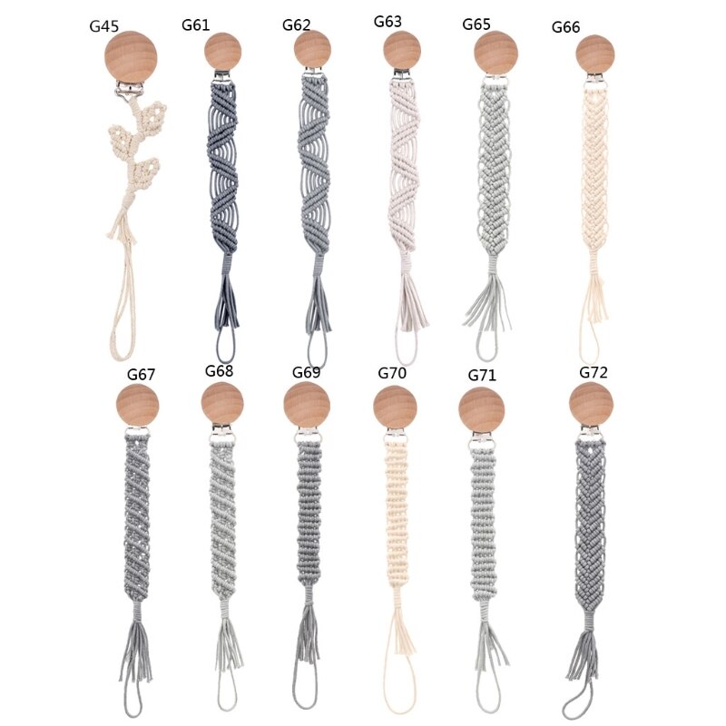 Handmade Crochet Rope Pacifier Chain Infant Nipple Soother Chain Clips G99C