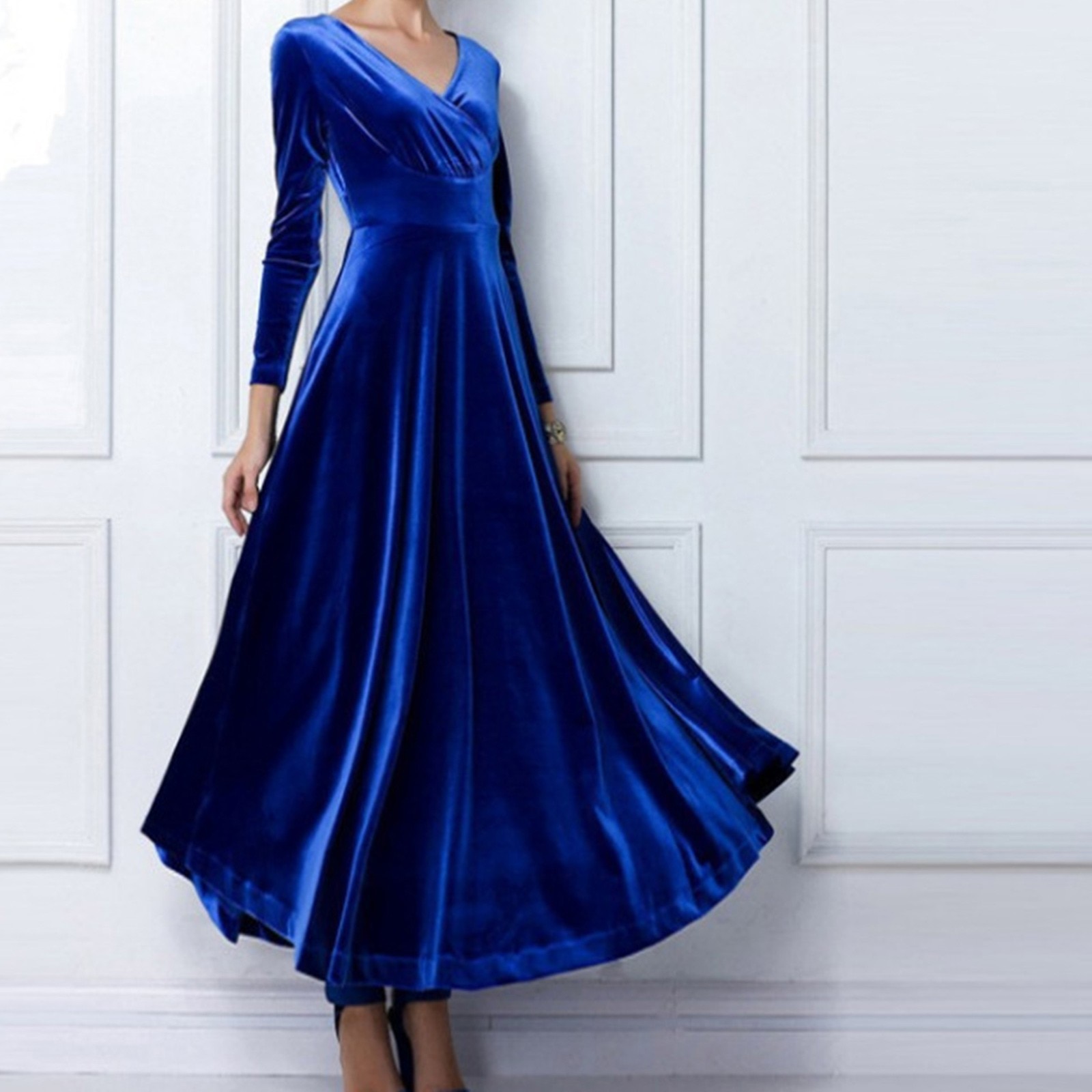 Party Dress For Women 2023 Elegant Velvet Long Sleeve Dancing Dress Evening Party Christmas Maxi Dress vestidos para mujer
