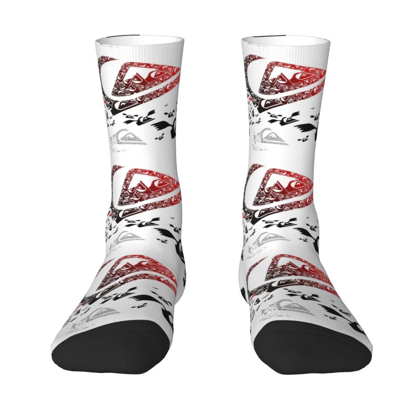 Fashion Mens Quiksilvers Surf Surfing Logo Dress Socks Unisex Breathbale Warm 3D Print Crew Socks