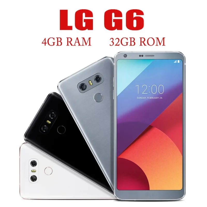 LG G6 Single SIM 4GB RAM 32GB ROM Mobile Original Unlocked Quad Core 13MP 5.7'' Android 7.0 NFC FM Cell Phone QC3 Smar