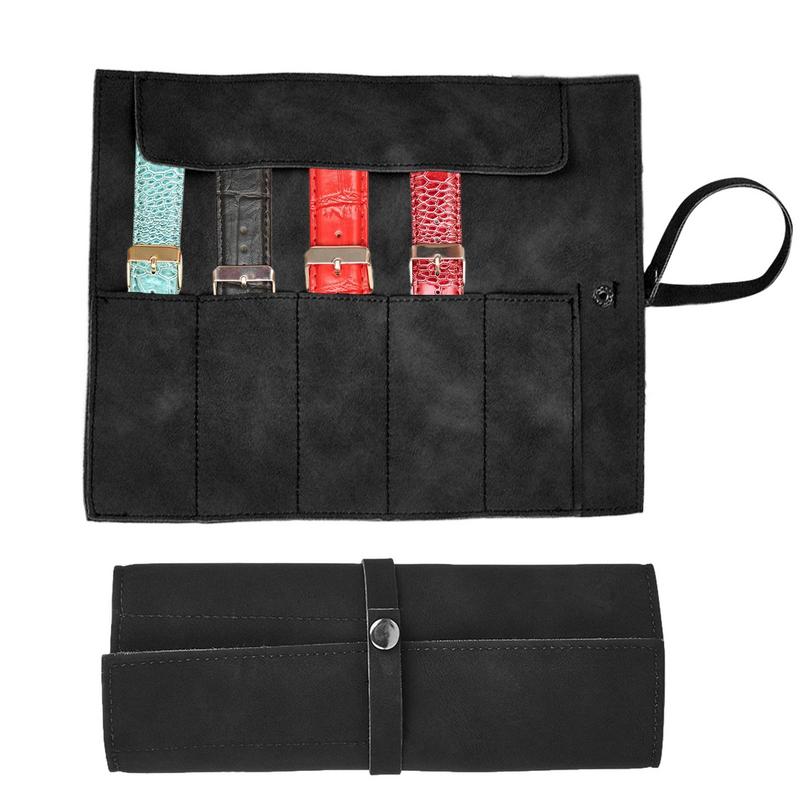 Travel Watch Band Case Watch Band Case Organizer Bags Watch Band Organizer Portable Leather Carrying Case Hold 5 Watch Straps