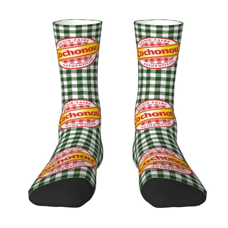 Funny Mens Pig Cochonou Dress Socks Unisex Breathbale Warm 3D Print Crew Socks