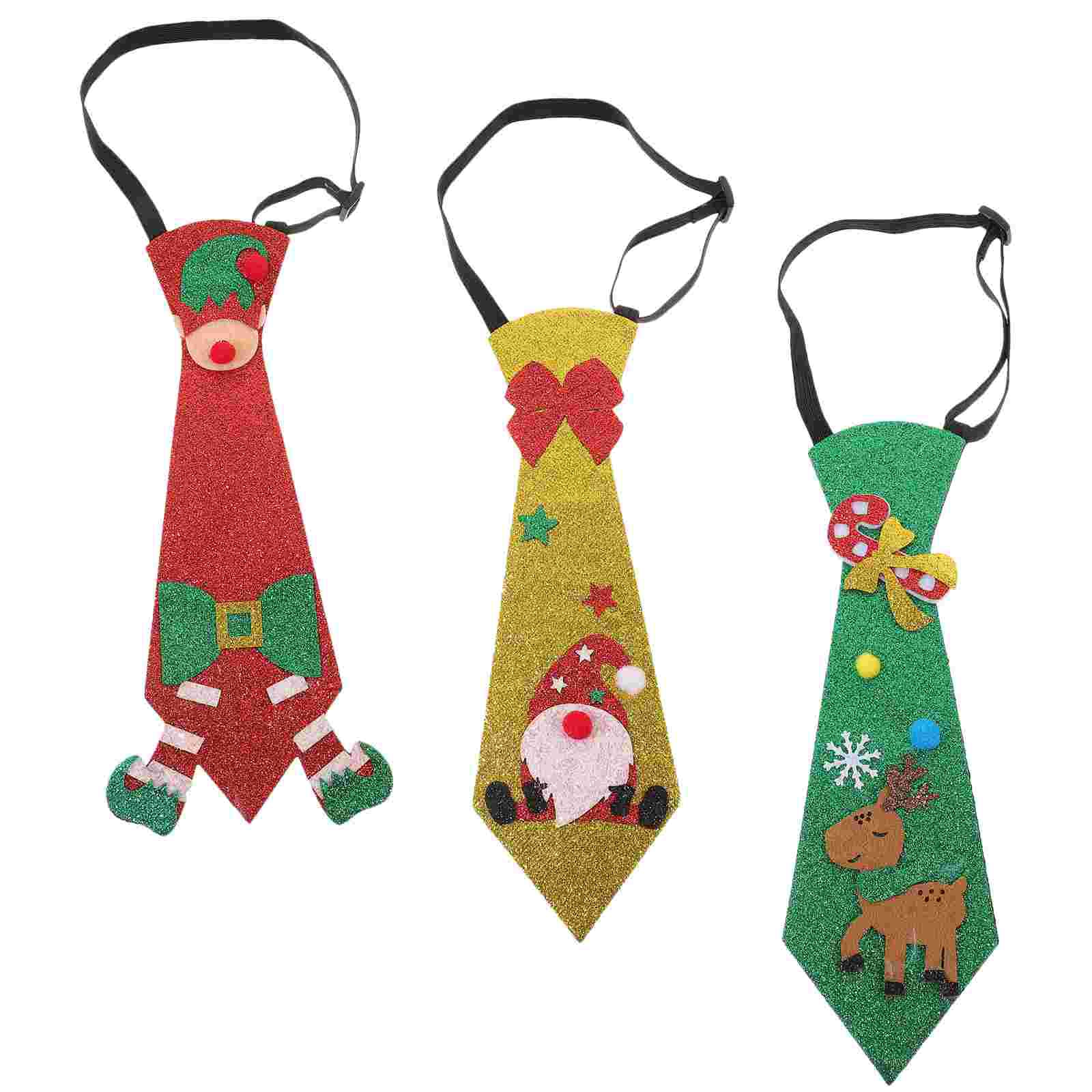 3 Pcs Christmas Themed Necktie Decor Cosplay Decorations Decorate Neckties Men Xmas Felt Party