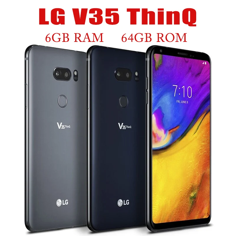 LG V35 ThinQ LTE Mobile 6GB RAM 64GB ROM Cell Phone 16MP Camera Snapdragon 845 Unlocked Original Smartphone