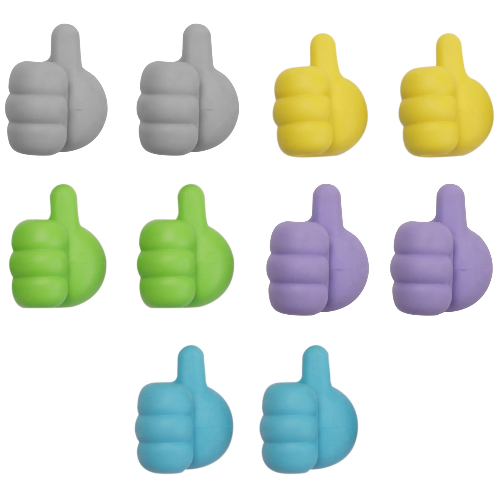 10Pcs Multifunctional Clip Holder Adhesive Cable Clips Wire Hand Thumb Shape Storage Clip for Keys Wire (Multicolor)