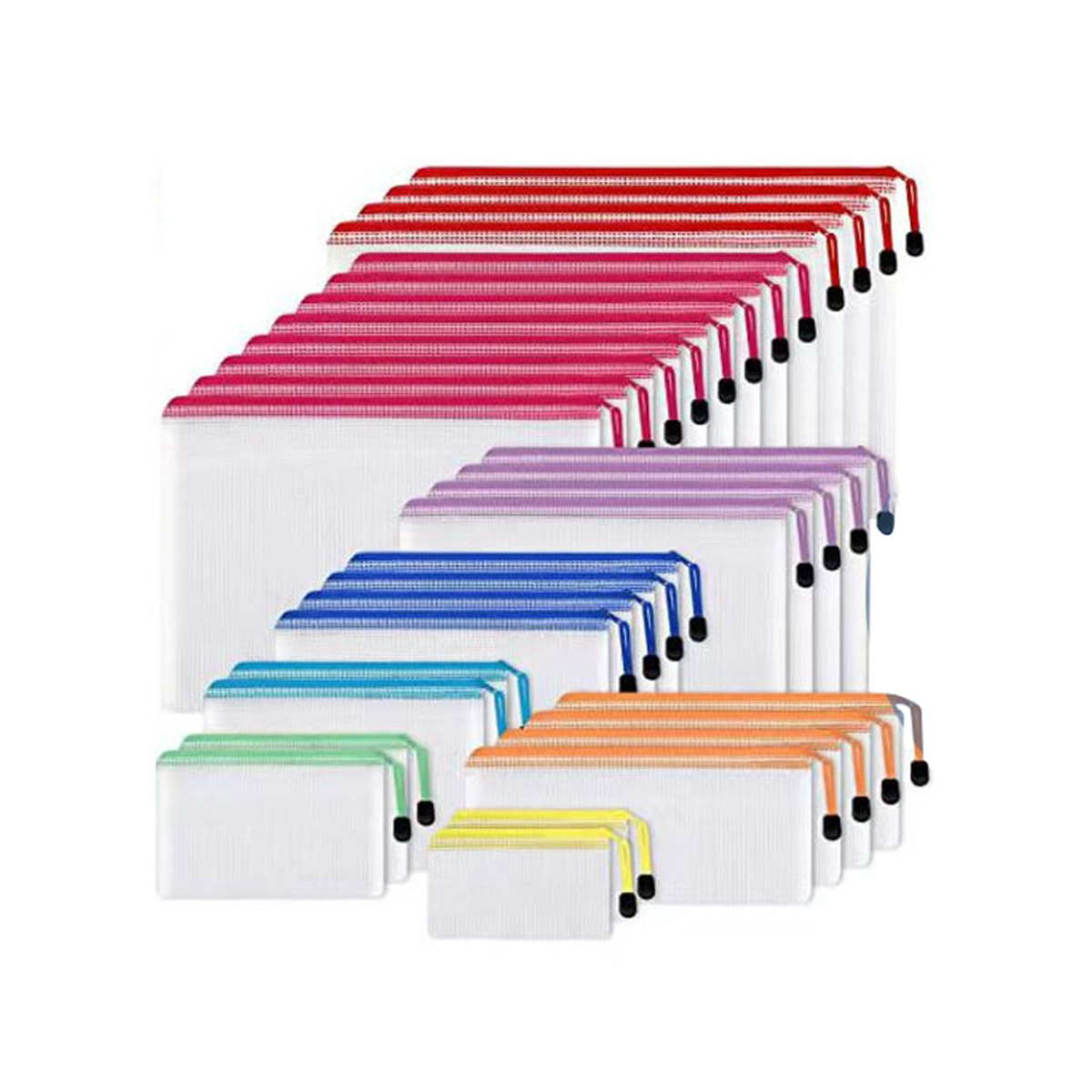 Mesh Zipper Pouch 30PCS Waterproof Zipper Bags Document Pouch for Organizing School Supplies, Office Appliances
