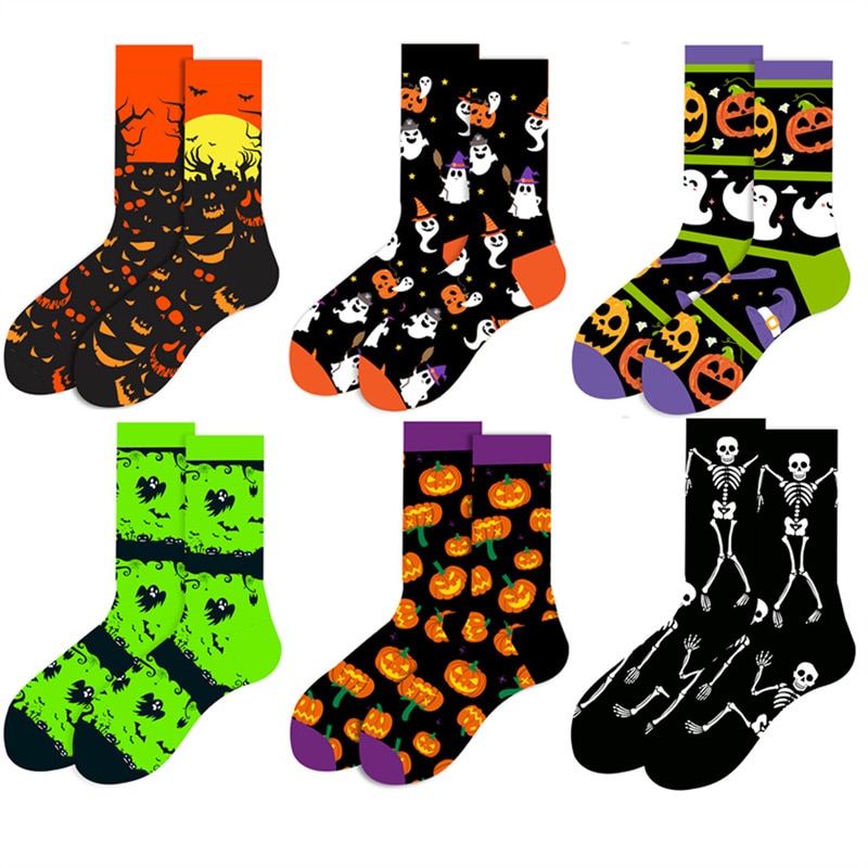 50Pairs Wholesale Men Casual Cotton Long Socks Women&Men Funny Halloween Larger Size Stripe Socks for Men Size 39-48