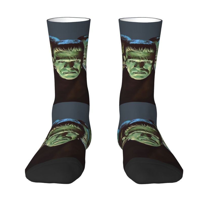 Gang Of Monsters Men's Crew Socks Unisex Novelty Frankenstein Halloween Horror Movie Spring Summer Autumn Winter Dress Sock
