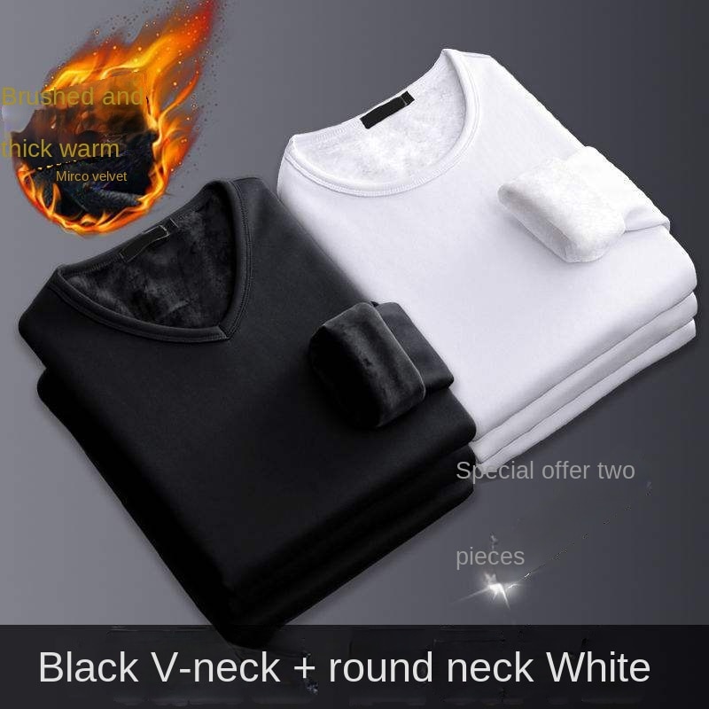 Thermal Underwear Shirt Men V Neck Fleece Sport Tops Autumn Thermo Clothing Comfortable Warm Long-Sleeved 5XL