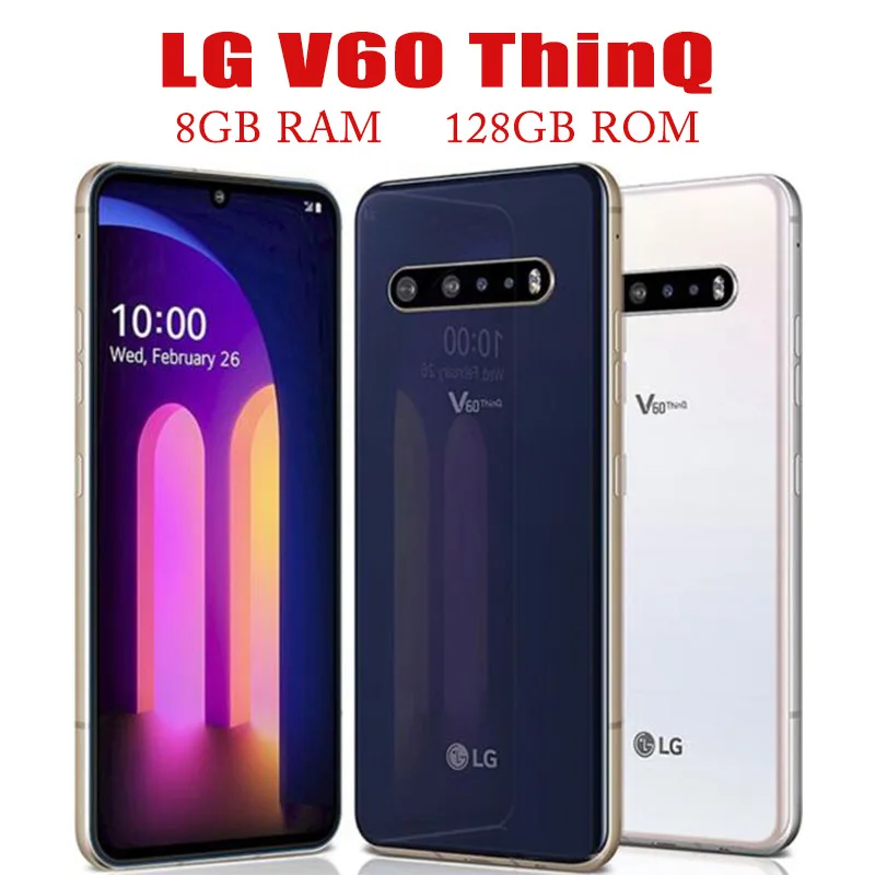 LG V60 5G ThinQ Bar Moilble V600TM/V600N/V600AM 6.8" Android Samrtphone 8GB RAM 128GB ROM Camera Original Unlocked Cell Pho