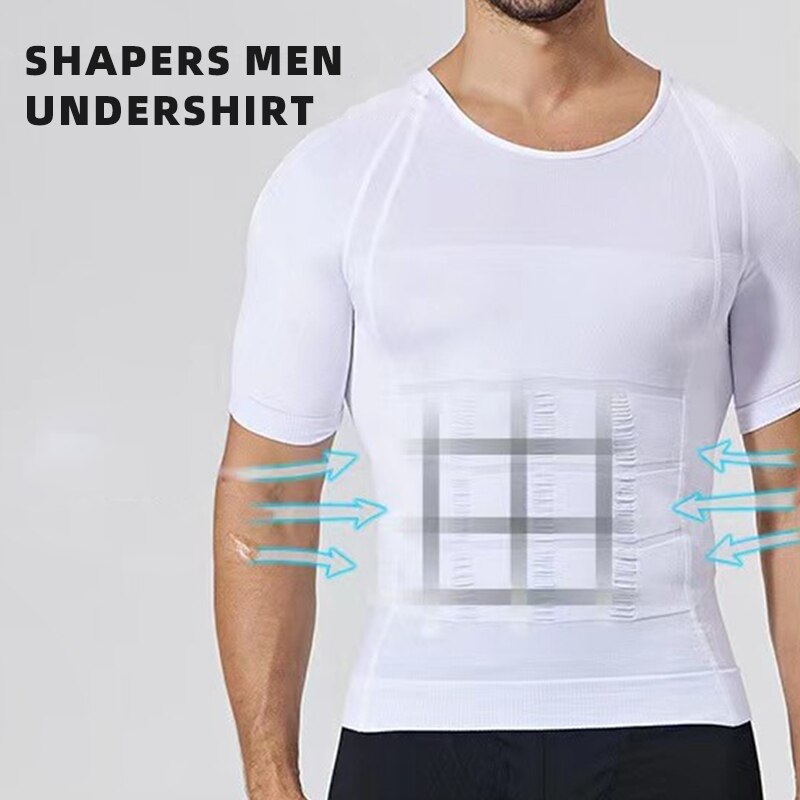 Men Shapers Undershirt T-Shirt Seamless Slimming Vest L XL XXL Black White Waist Trainer Tank Top Control Tummy Hide Chest Fat