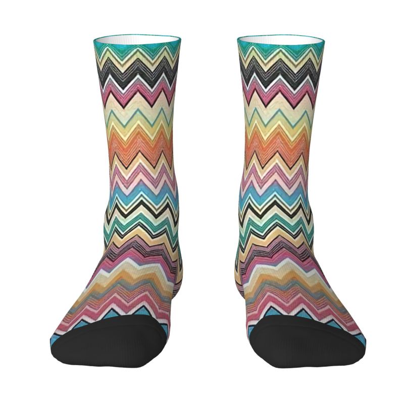 Harajuku Camouflage Home Zig Zag Socks Women Men Warm 3D Printed Modern Zigzag Pattern Sports Football Socks