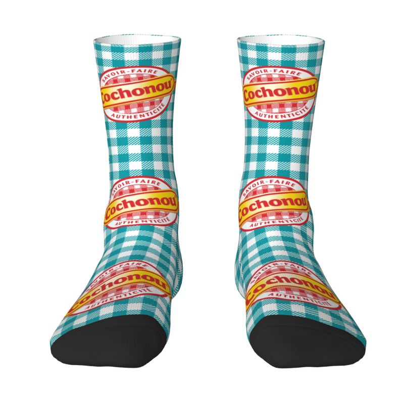 Fashion Print Pig Cochonou Socks for Men Women Stretchy Summer Autumn Winter Crew Socks