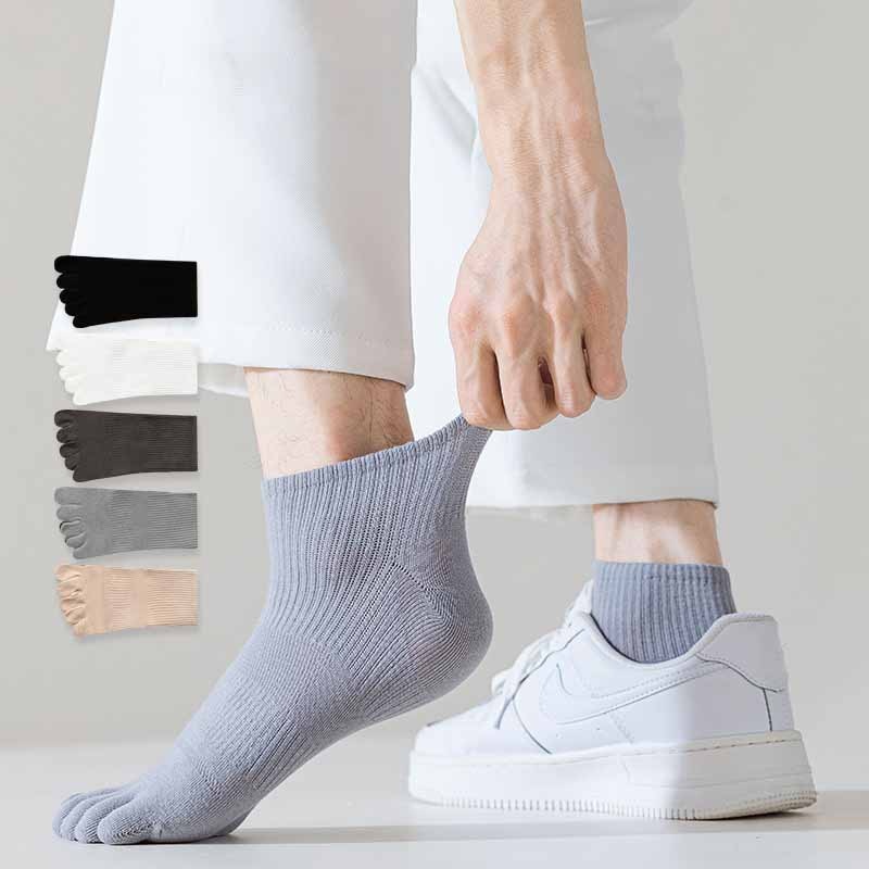 Five Fingers Socks Short Low Tube Summer Thin Cotton Breathable Absorbent Mesh Male Toe Socks Spring Autumn Solid Color Men Sock