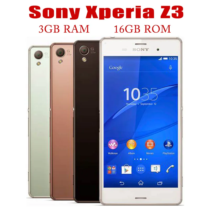 Sony Xperia Z3 D6603 5.2'' Quad Core 16GB ROM 3GB RAM Mobile 20.7MP Camera Android Smartphone Original Unlocked Cell P
