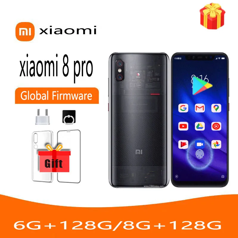 Global rom Xiaomi 8 Pro Smartphone Snapdragon 845 20MP 12MP Camera 3000 mAh Battery Android Cellphone used phone no charger