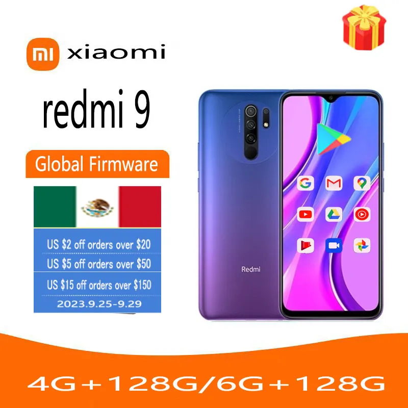 Xiaomi-Redmi 9 Smartphone ,Helio G80 Octa Core, 13MP Quad Camera, 5020mAh, 6.53 "FHD + Display, Original Cellphone