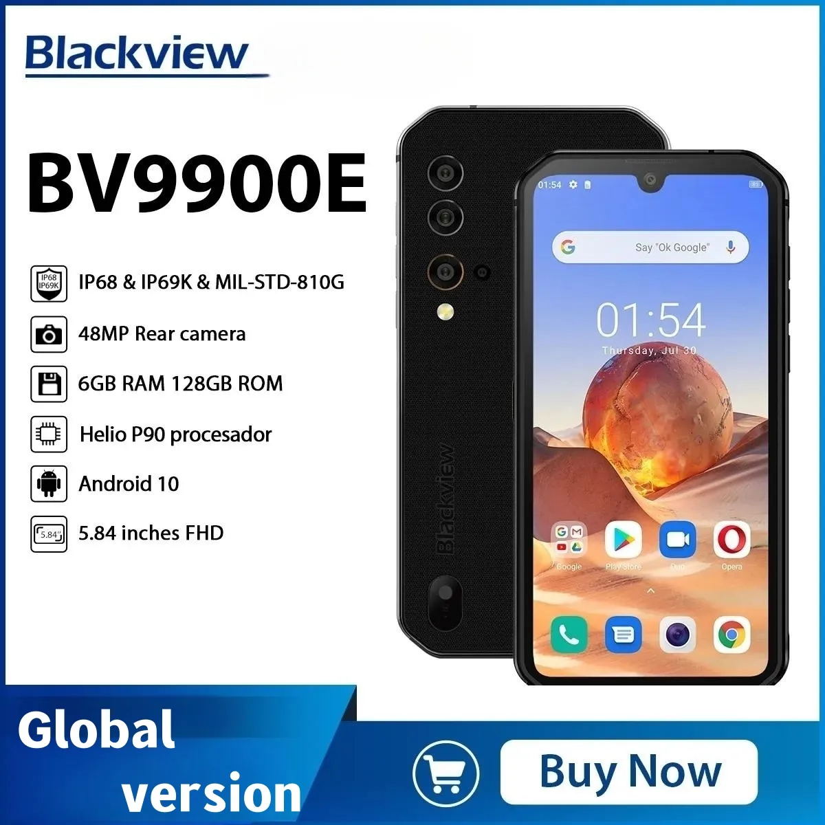 Original Blackview BV9900E 6GB 128GB IP68 Waterproof Smartphone 5.84'' Helio P90 Octa Core 48MP NFC Rugged Mobile Phon