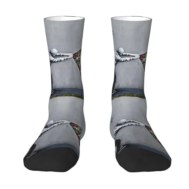 Funny Print Banksy Uncovering Graffiti Socks for Men Women Stretch Summer Autumn Winter Street Art Crew Socks
