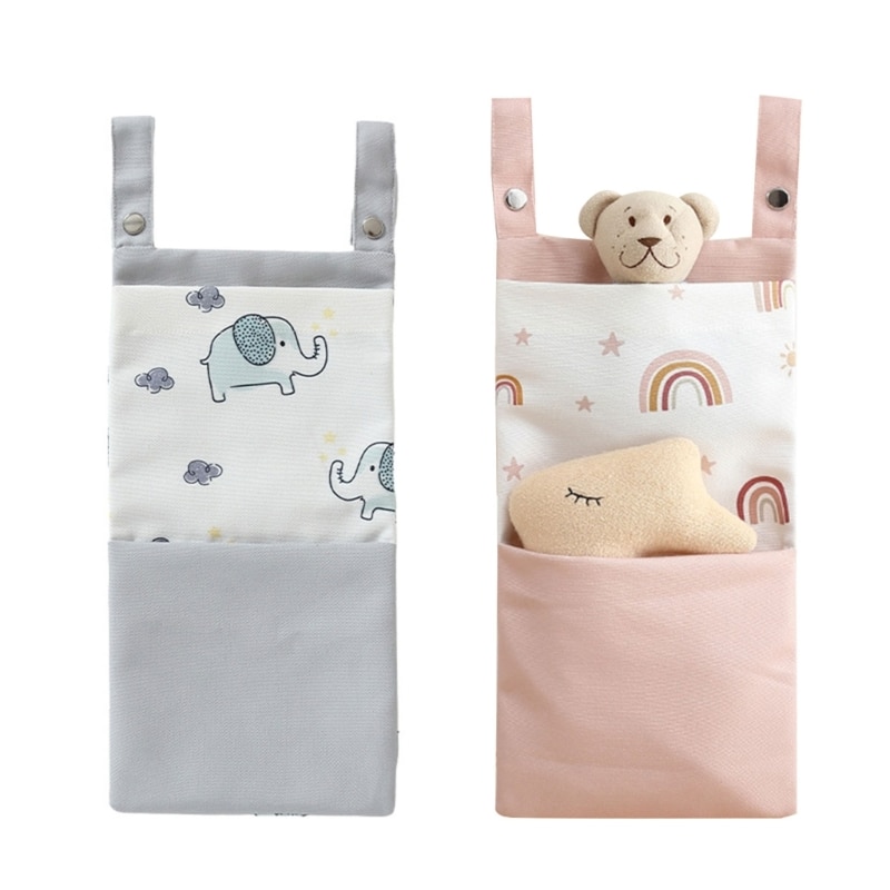 C5AA Convenient Hanging Diaper Bag for Baby Bed Toy Storage Newborns Stroller Organizers Large Capacity Nappy Case