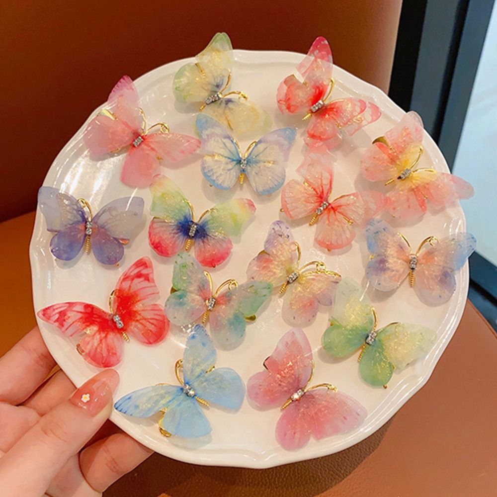 6 Pcs Children Cute Butterfly Hair Clips Girls Lovely Sweet Ornament Barrettes Multi-color Hairpins Set Kids Hair Accessories