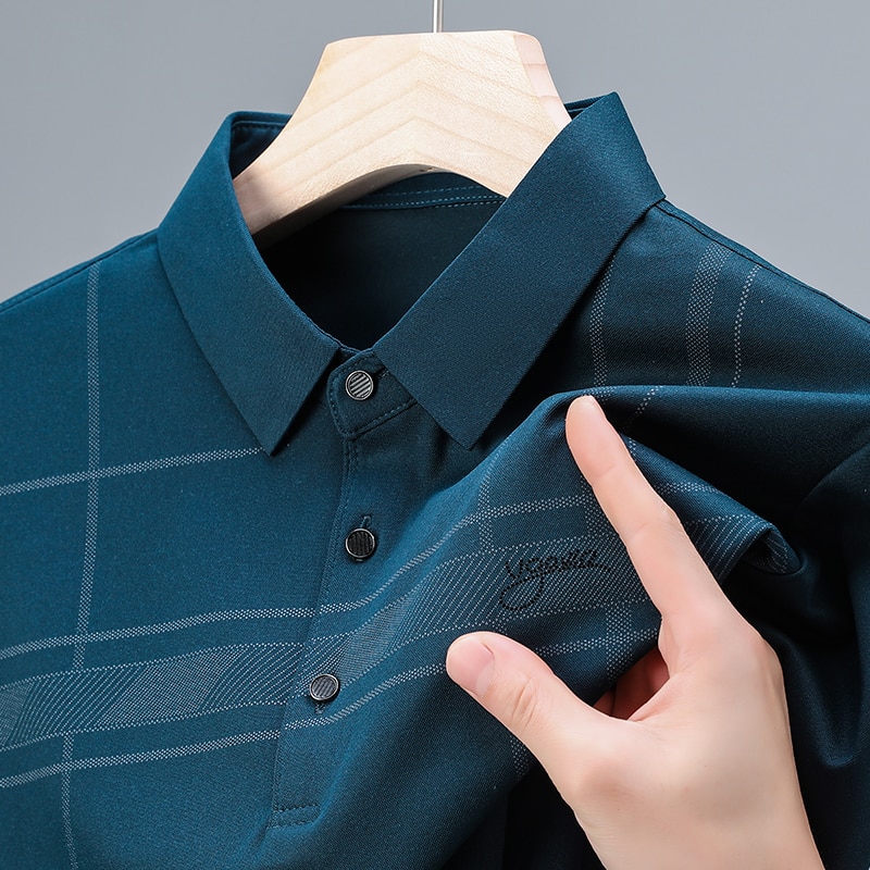 2023 New Printed Autumn Long Sleeved Polo Shirt Men's Casual Polo Business Daily Men's Top