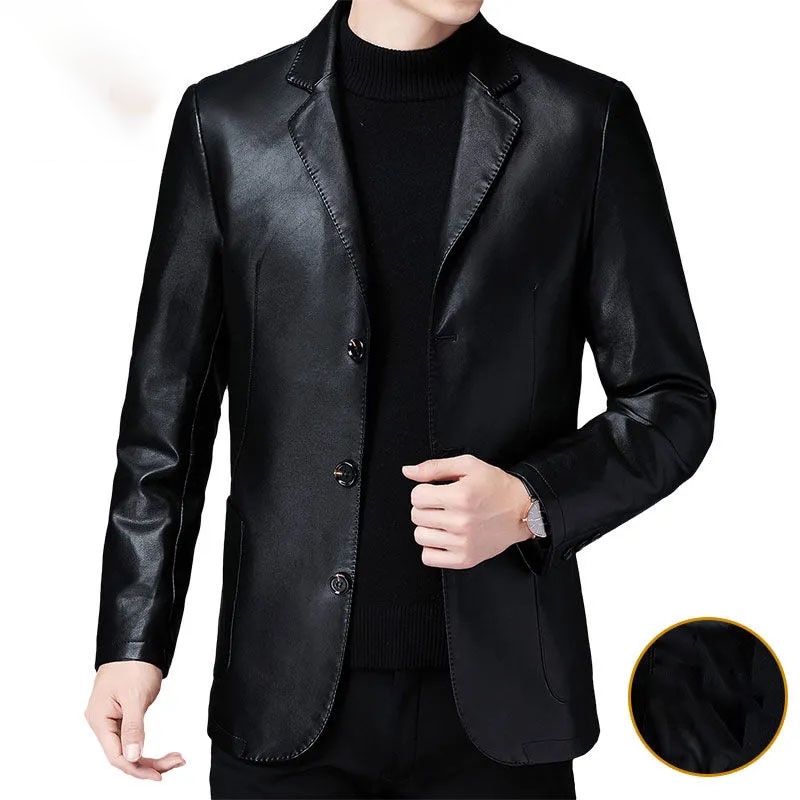 Spring Autumn Sheepskin Leather Jackets High Quality Solid Turn-Down Collar Coats Single Breasted Male Casual Outerwear