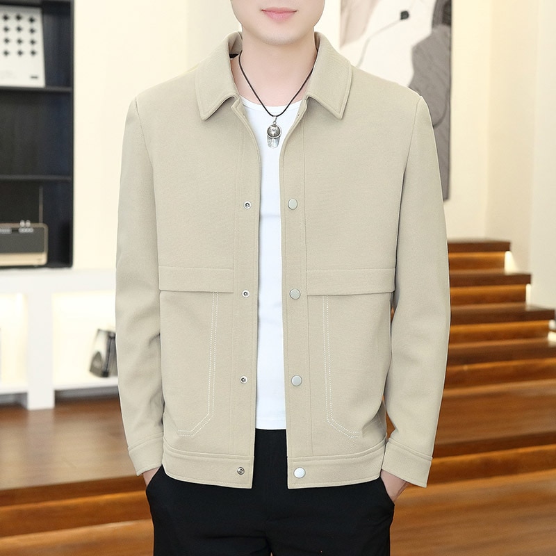 Autumn 2023 New Style Vertical Collar Jacket Men's Loose Casual Jacket Youth Handsome All-match Work Clothes