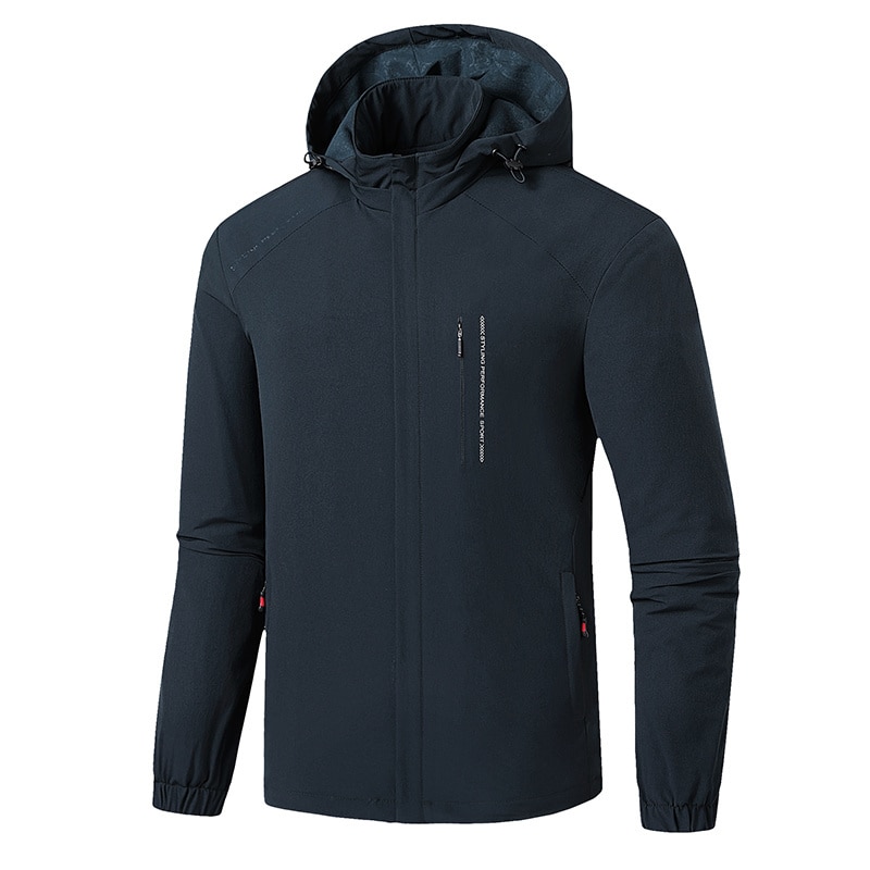 2023 Men Spring Autumn Fashion Casual Windproof Outdoor Sprots Jackets Waterproof Detachable Hat Solid Color Jacket Coats