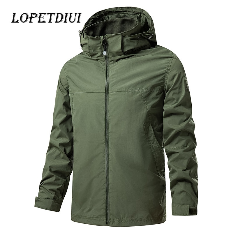 2023 New Men Spring Autumn Outdoor Sport Camping Waterproof Windproof Breathable Jacket Detachable Hat Pizex