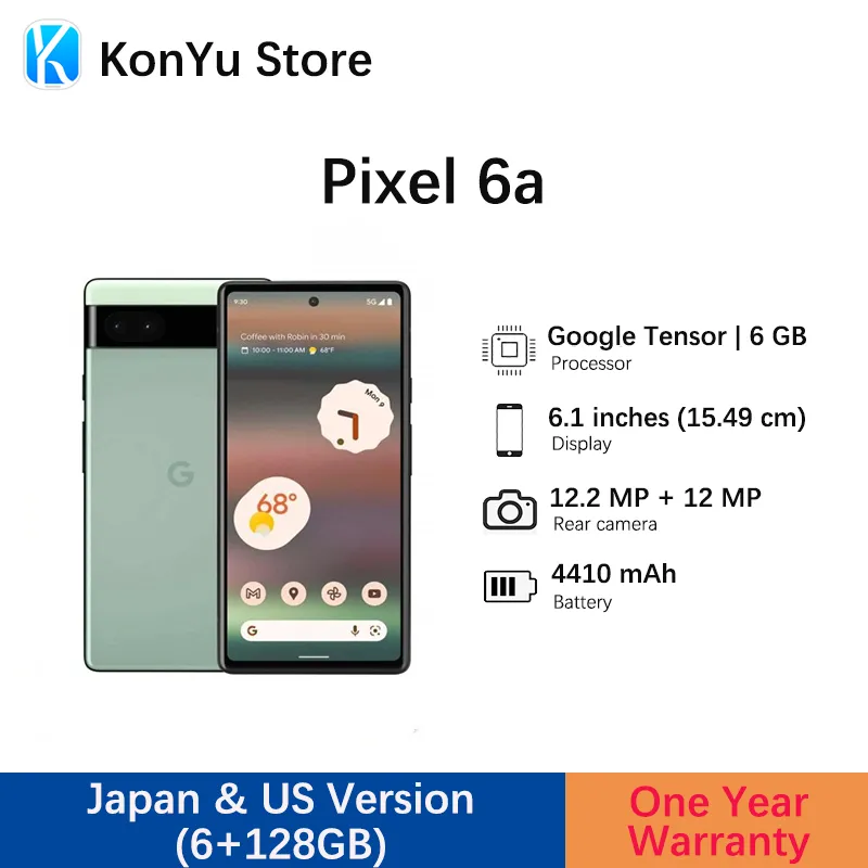 Brand New Original Google Pixel 6A 5G 6+128GB 6.1" NFC Octa Core Google Pixel 6A 5G Android 12