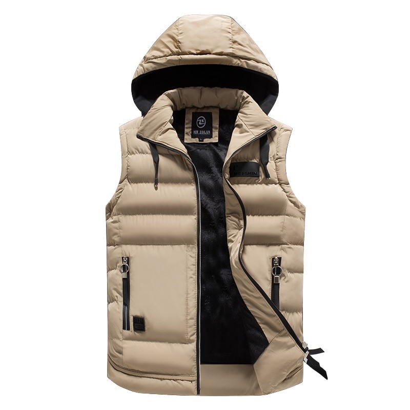 Mens Outdoors Vests 2023 Cotton-Padded Men's Winter Vest Warm Hooded Waistcoat Casual High Quality Hot Sale Male Coats Vest
