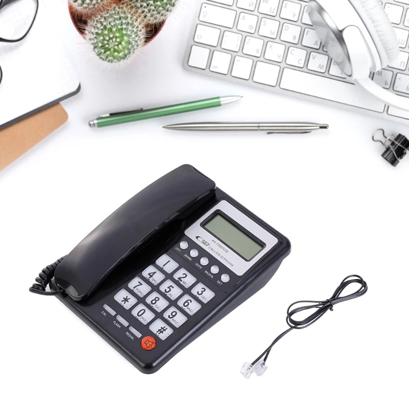 Fixed Landline Phone with Large Buttons CallerID LCD Display WiredTelephone for Home Office and Commercial Use Y9RF