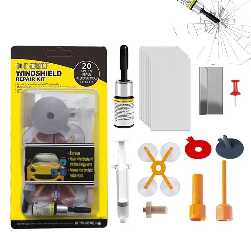 Car Glass Repair Kit Glass Crack Repair Tool Kit Multi-Purpose Glass Repair Supplies For Cars RVs SUVs And Trucks