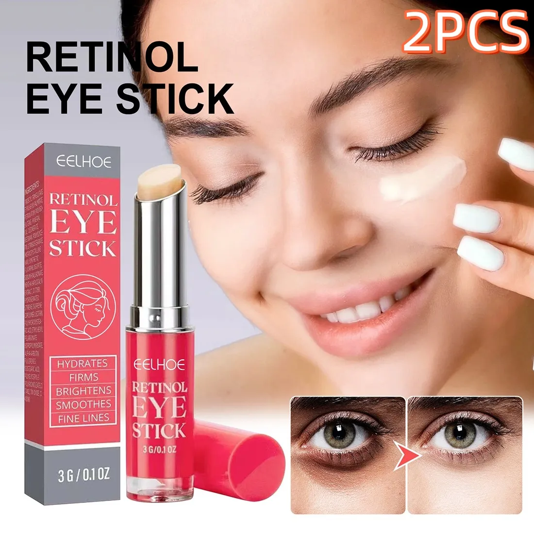 2PCS Anti-Wrinkle Eye Cream Retinol Remove Eye Bags Dark Circles Anti Aging Lifting Firming Whitening Moisturizing Brighten Care