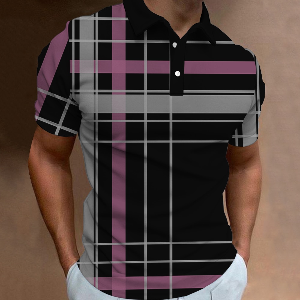Simple Men'S Polo Shirt 3d Line Printing Fashion Men Clothing Summer Casual Short Sleeved Loose Oversized Sweatshirt Street