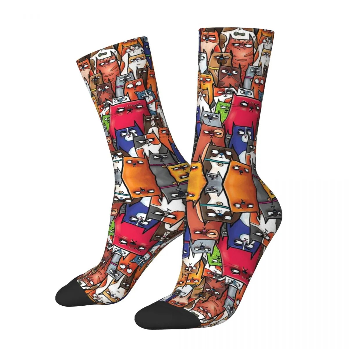 Suspicious Kitties Socks Harajuku Super Soft Stockings All Season Long Socks Accessories for Man's Woman's Christmas G