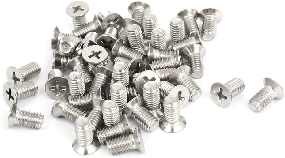 Kidisoii M6x12mm Countersunk Flat Head Cross Phillips Screw Bolts 50pcs