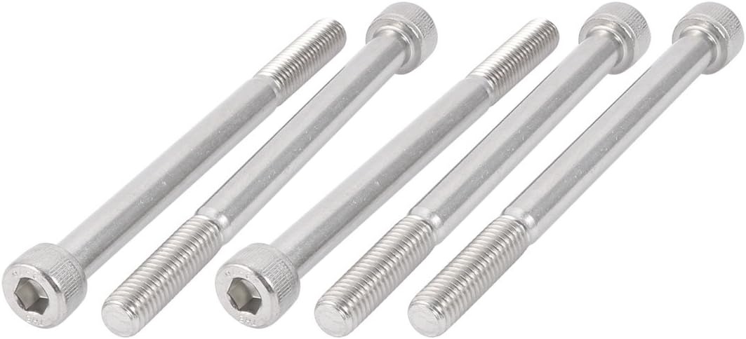 Kidisoii M8x100mm 304 Stainless Steel 28mm Half Thread Hex Socket Head Cap Screw Bolt 5Pcs
