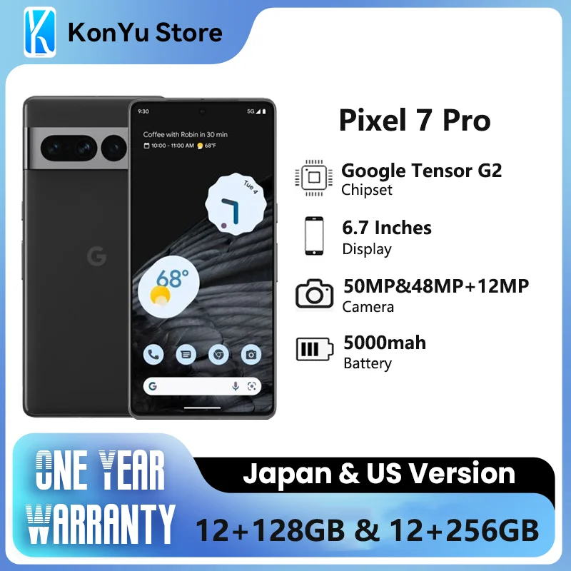 New Original Google Pixel 7 Pro 5G Smartphone 12GB RAM 128GB/256GB ROM 6.7" NFC Octa Core Android 13 IP68 dust/water resist
