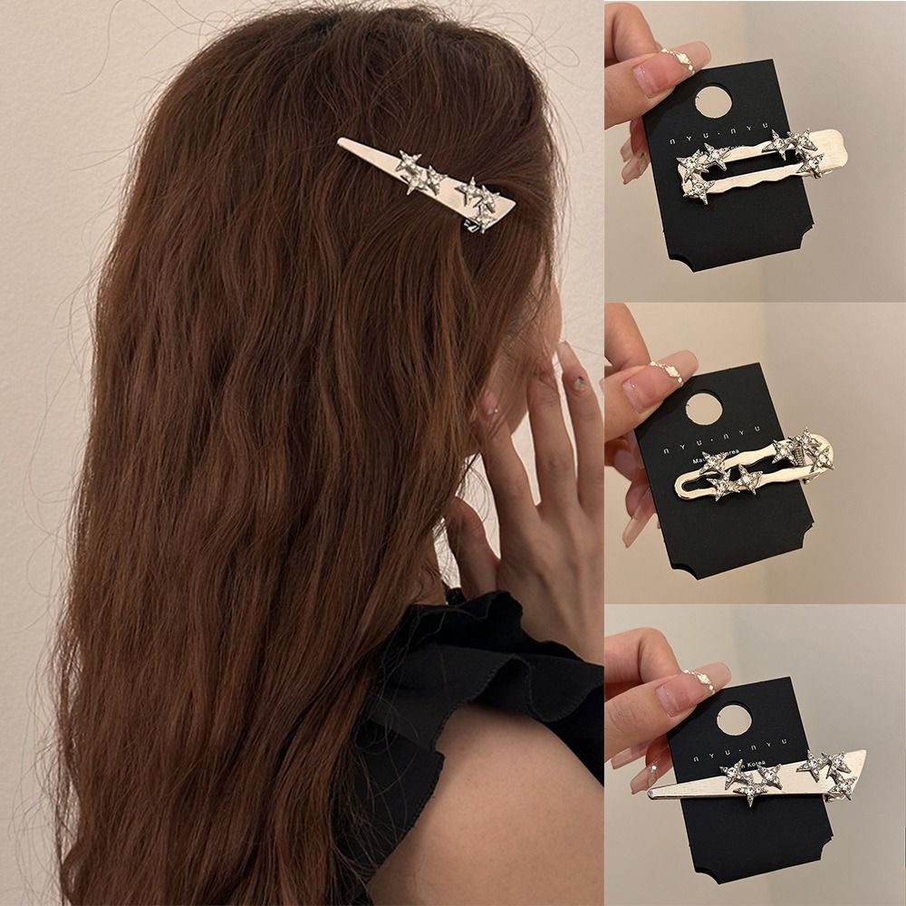 Duckbill Clip Star Rhinestone Hair Clip Creative Barrettes Y2K Bang Clip Korean Style Girls